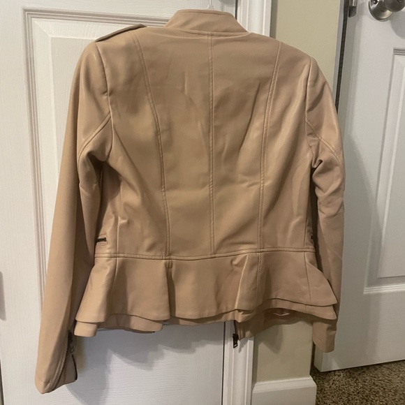 GILI Double Peplum Faux Leather Jacket Size 4 - Picture 4 of 5